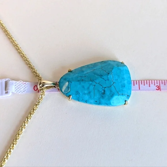 Kendra Scott Sandra Necklace Turquoise Magnesite Pendant Margarita Chain Gold - Picture 9 of 13